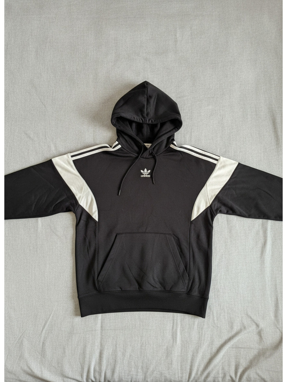 Adidas Men's Black Hoodie with White Stripes, Size XS, Very Good Condition